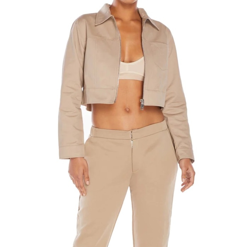 steele amber cropped beige jacket